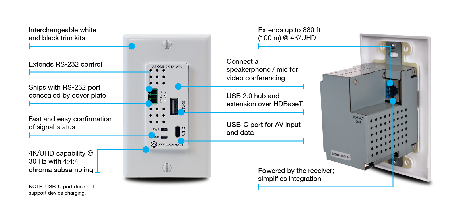 4k Hdbaset Transmitter For Usb C Video And Data