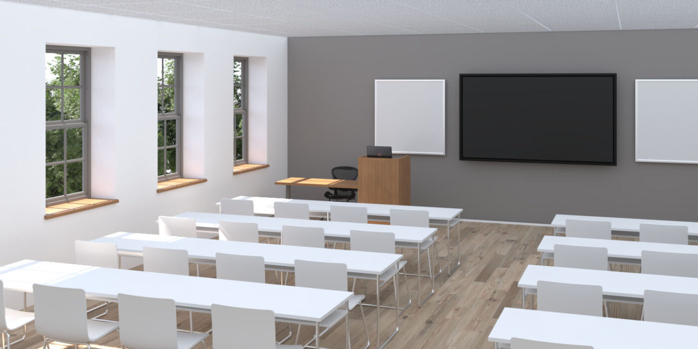 Classroom environment with flat-panel display